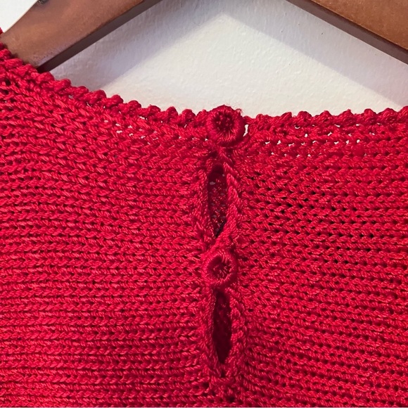 VTG 80s Style Red Women’s Sz. S  Puff Sleeve Sweater Fur Appliqué Stars Sequins - Picture 6 of 7